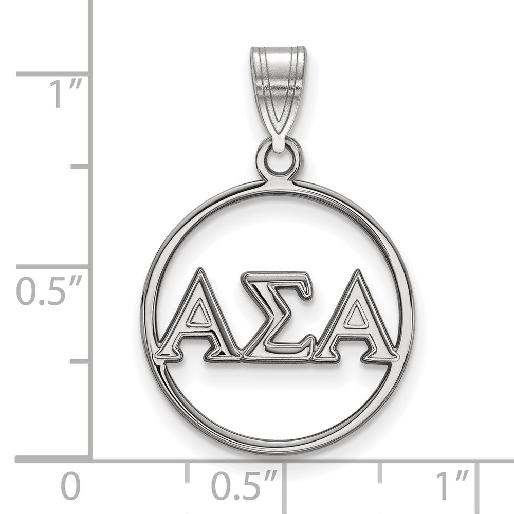 Alternate view of the Sterling Silver Alpha Sigma Alpha Small Circle Greek Letters Pendant by The Black Bow Jewelry Co.