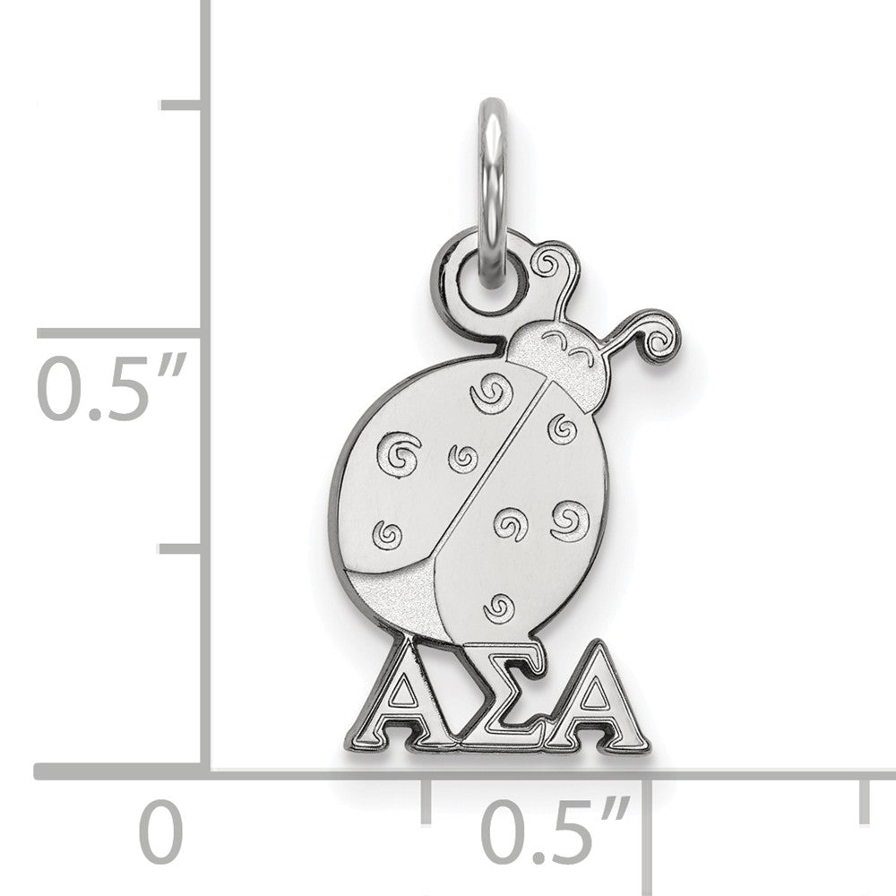 Alternate view of the Sterling Silver Alpha Sigma Alpha XS (Tiny) Charm or Pendant by The Black Bow Jewelry Co.