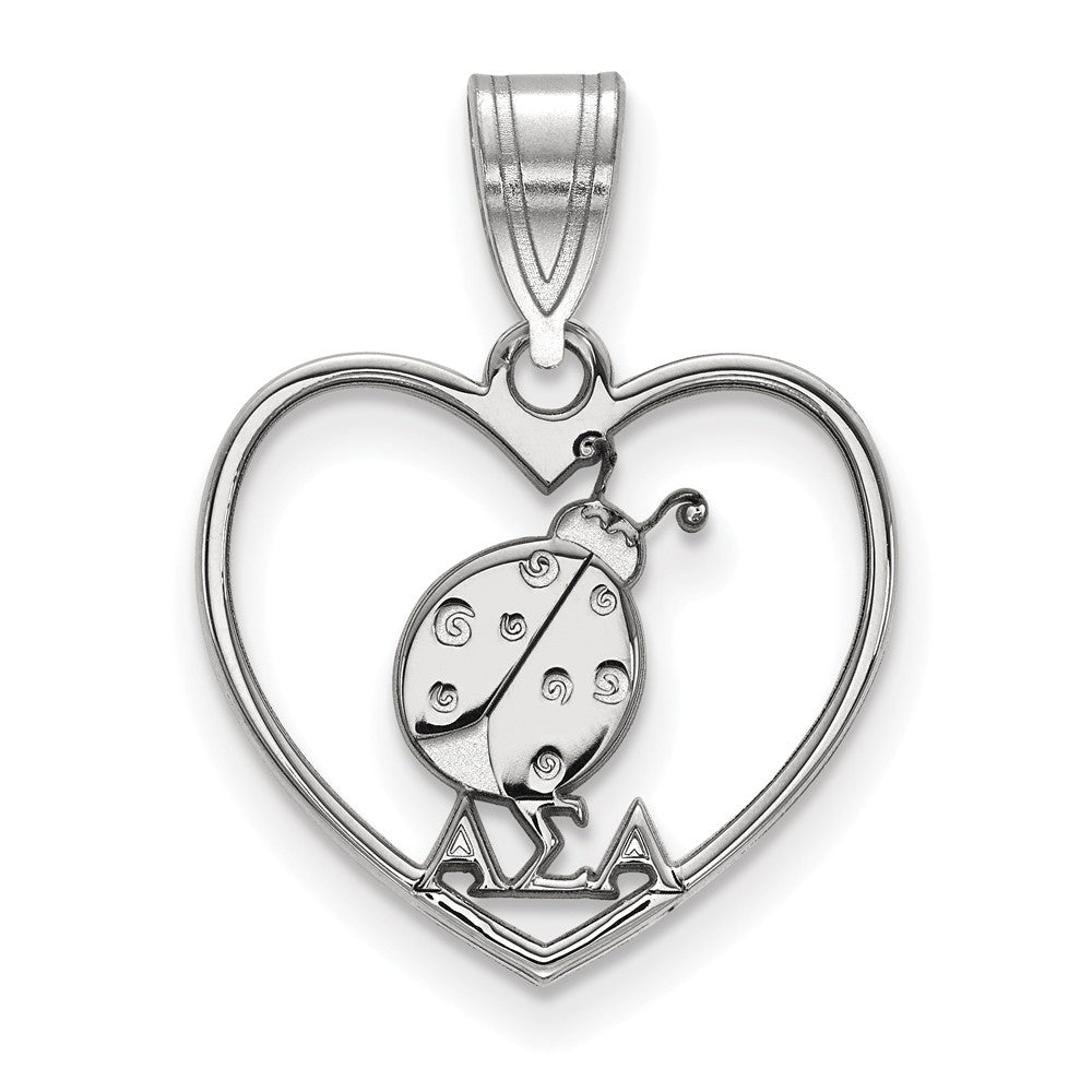 Sterling Silver Alpha Sigma Alpha Heart Pendant, Item P27293 by The Black Bow Jewelry Co.