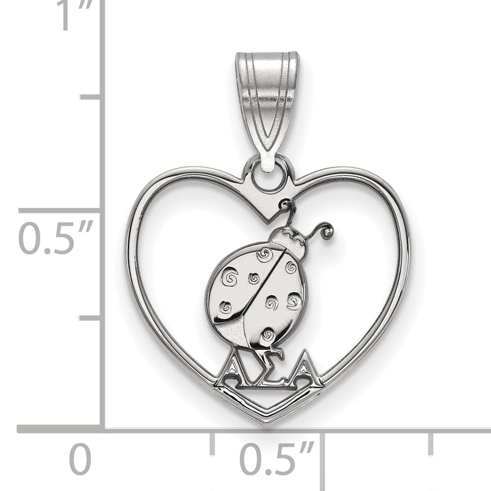 Alternate view of the Sterling Silver Alpha Sigma Alpha Heart Pendant by The Black Bow Jewelry Co.
