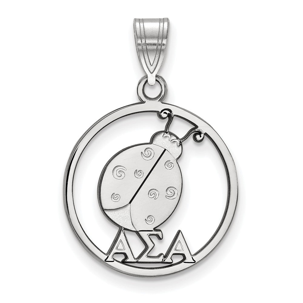 Sterling Silver Alpha Sigma Alpha Medium Circle Pendant, Item P27294 by The Black Bow Jewelry Co.