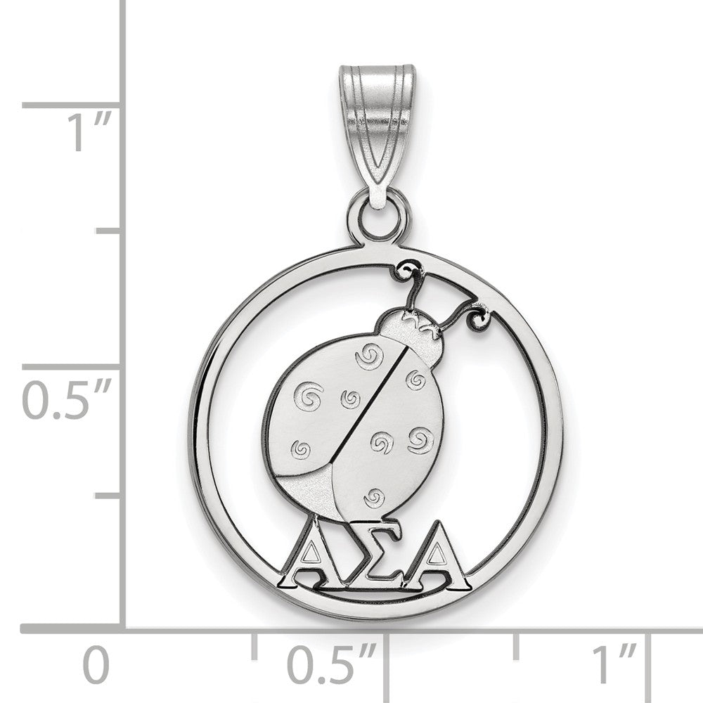 Alternate view of the Sterling Silver Alpha Sigma Alpha Medium Circle Pendant by The Black Bow Jewelry Co.