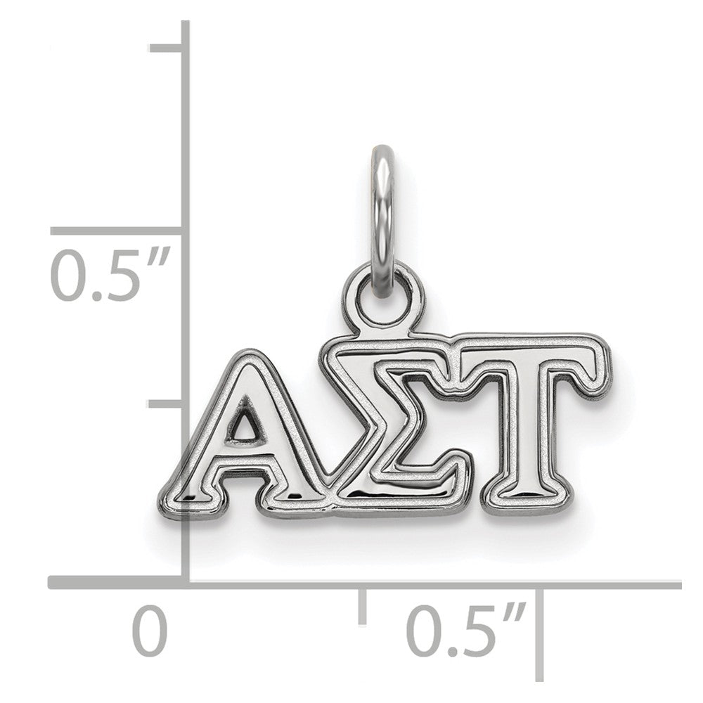 Alternate view of the Sterling Silver Alpha Sigma Tau XS (Tiny) Greek Letters Charm by The Black Bow Jewelry Co.