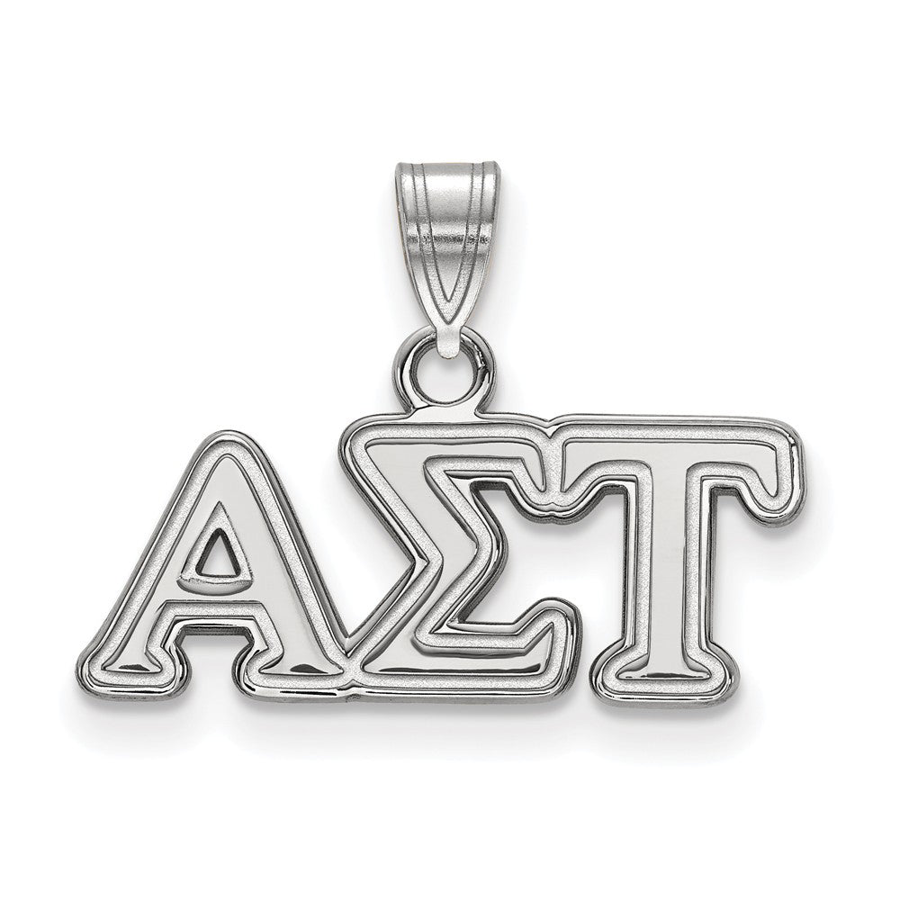 Sterling Silver Alpha Sigma Tau Small Greek Letters Pendant, Item P27296 by The Black Bow Jewelry Co.