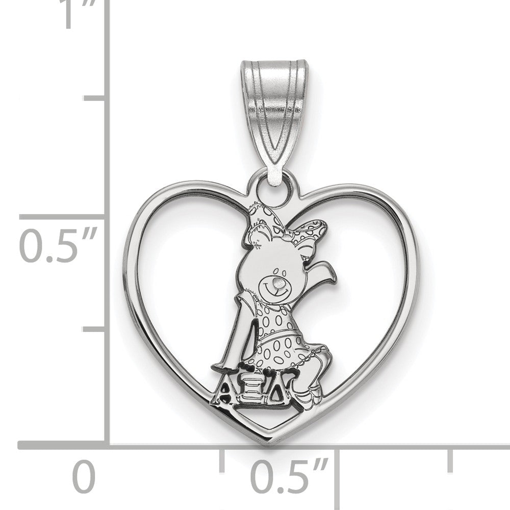 Alternate view of the Sterling Silver Alpha Xi Delta Heart Pendant by The Black Bow Jewelry Co.