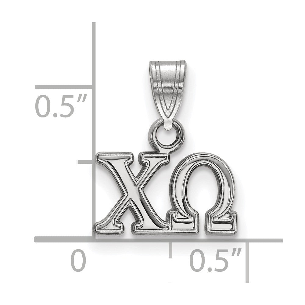 Alternate view of the Sterling Silver Chi Omega Small Greek Letters Pendant by The Black Bow Jewelry Co.