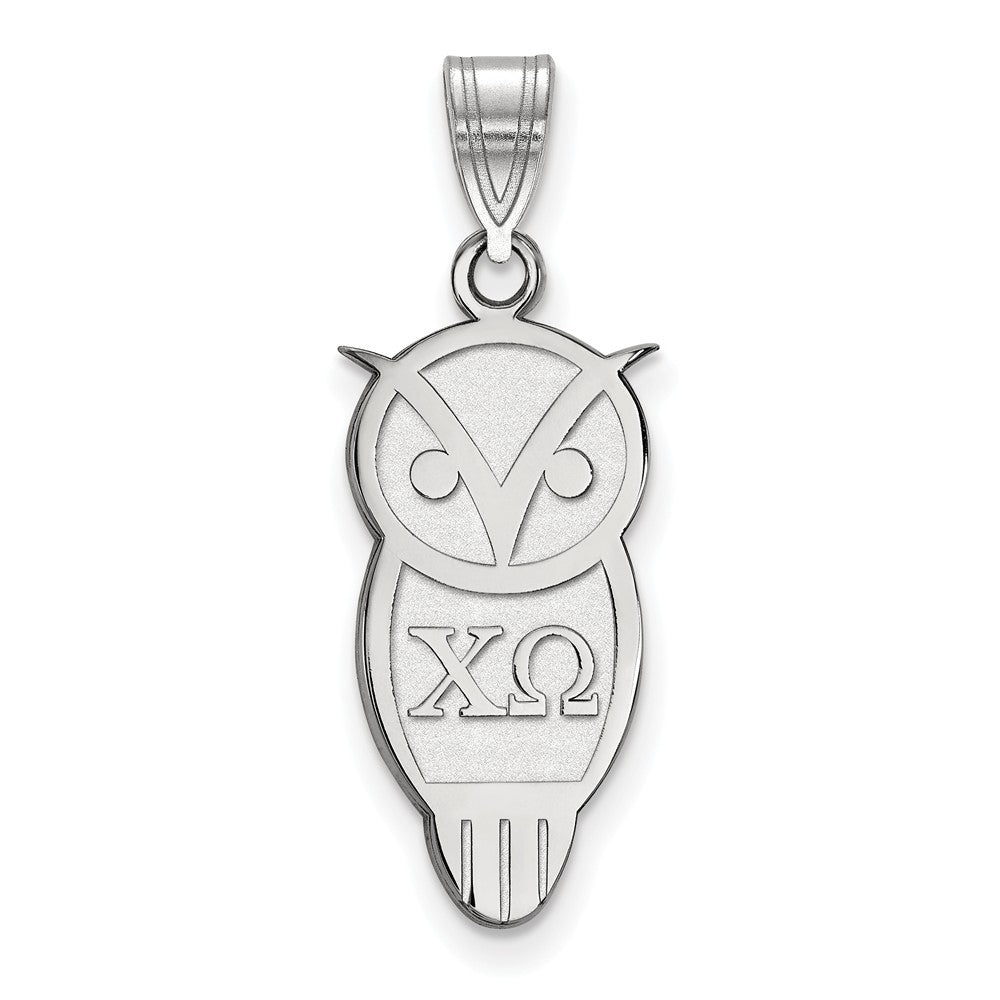 Sterling Silver Chi Omega Medium Pendant, Item P27322 by The Black Bow Jewelry Co.