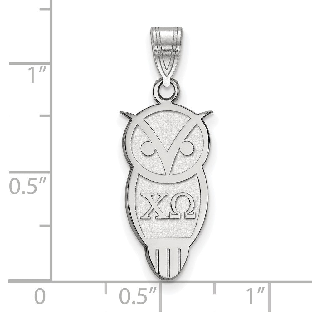 Alternate view of the Sterling Silver Chi Omega Medium Pendant by The Black Bow Jewelry Co.