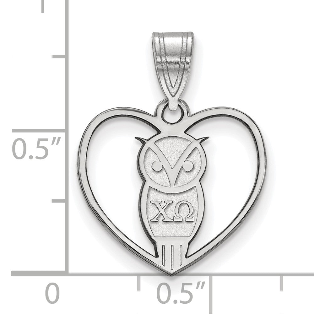 Alternate view of the Sterling Silver Chi Omega Heart Pendant by The Black Bow Jewelry Co.
