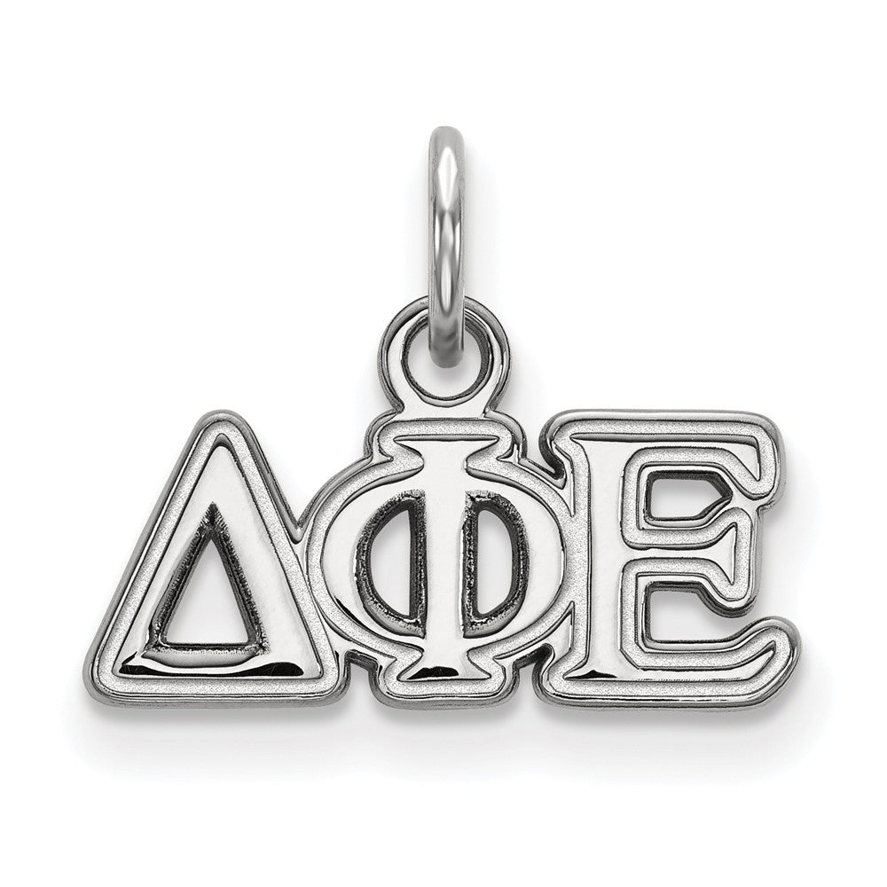 Sterling Silver Delta Phi Epsilon XS (Tiny) Greek Letters Charm, Item P27345 by The Black Bow Jewelry Co.