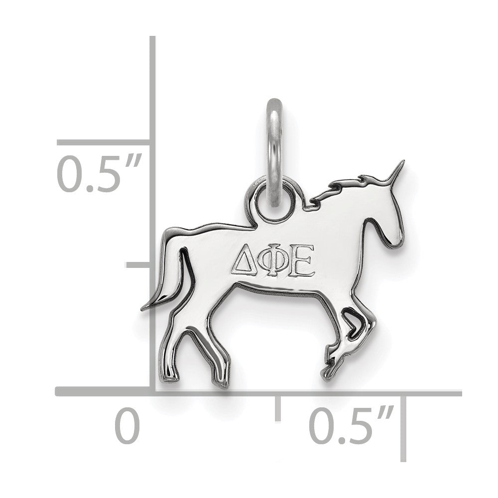 Alternate view of the Sterling Silver Delta Phi Epsilon XS (Tiny) Charm or Pendant by The Black Bow Jewelry Co.