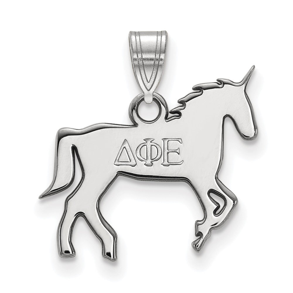 Sterling Silver Delta Phi Epsilon Small Pendant, Item P27351 by The Black Bow Jewelry Co.