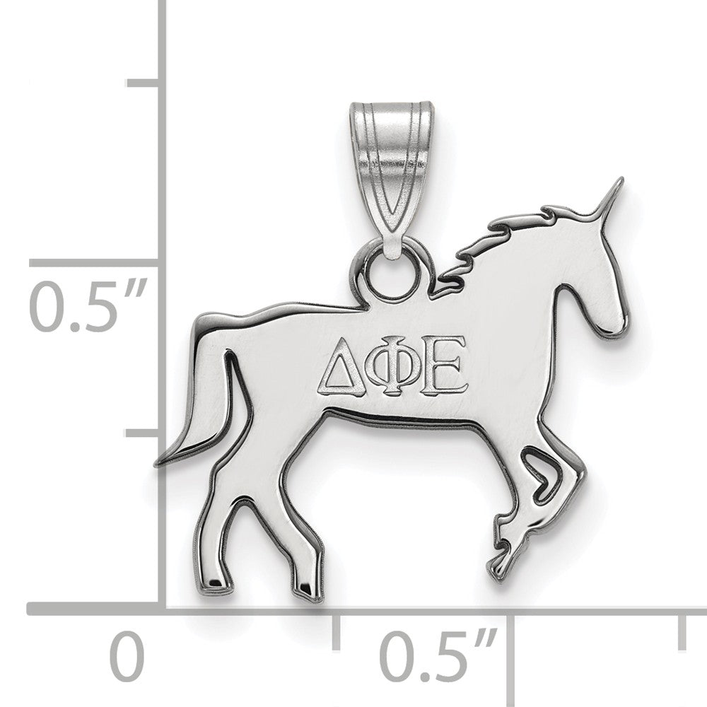 Alternate view of the Sterling Silver Delta Phi Epsilon Small Pendant by The Black Bow Jewelry Co.