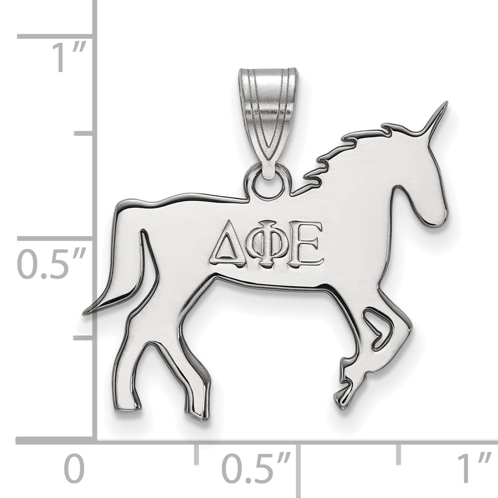 Alternate view of the Sterling Silver Delta Phi Epsilon Medium Pendant by The Black Bow Jewelry Co.