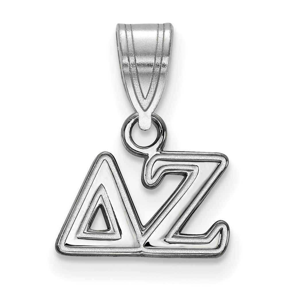 Sterling Silver Delta Zeta Small Greek Letters Pendant, Item P27356 by The Black Bow Jewelry Co.