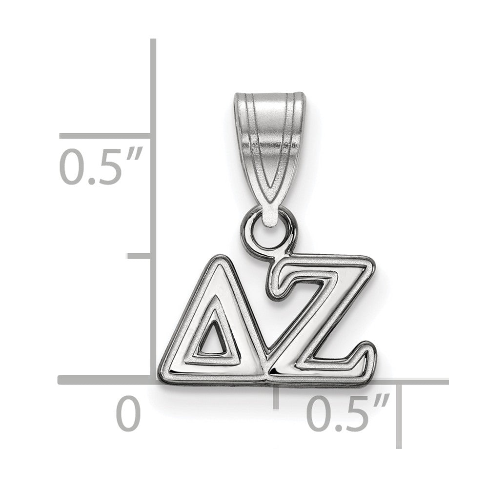 Alternate view of the Sterling Silver Delta Zeta Small Greek Letters Pendant by The Black Bow Jewelry Co.