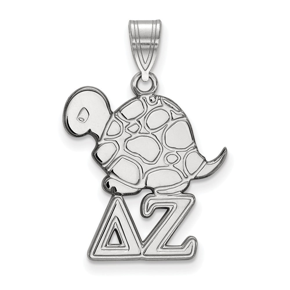 Sterling Silver Delta Zeta Medium Pendant, Item P27362 by The Black Bow Jewelry Co.