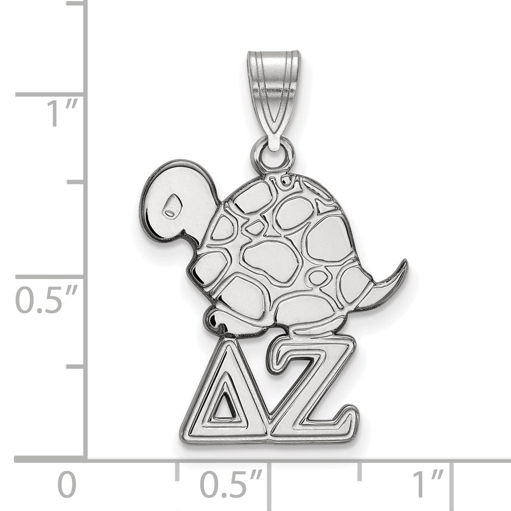 Alternate view of the Sterling Silver Delta Zeta Medium Pendant by The Black Bow Jewelry Co.