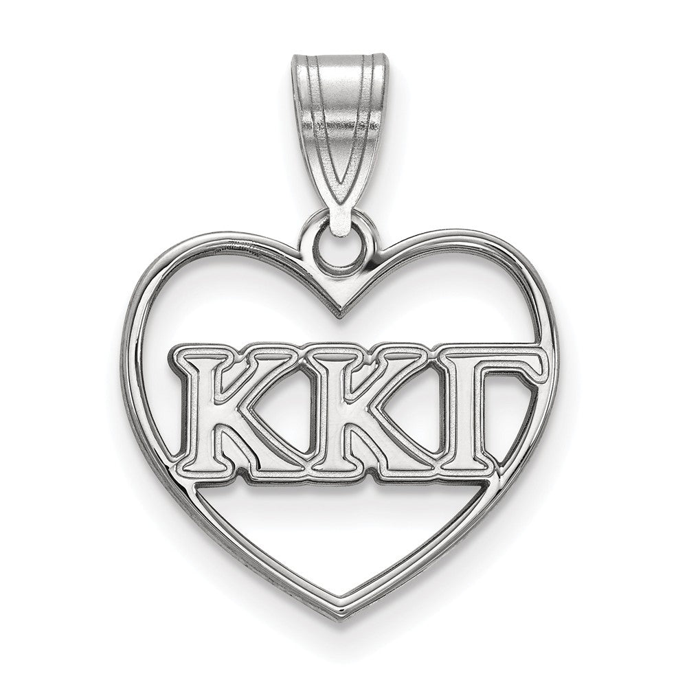 Sterling Silver Kappa Kappa Gamma Heart Greek Letters Pendant, Item P27397 by The Black Bow Jewelry Co.