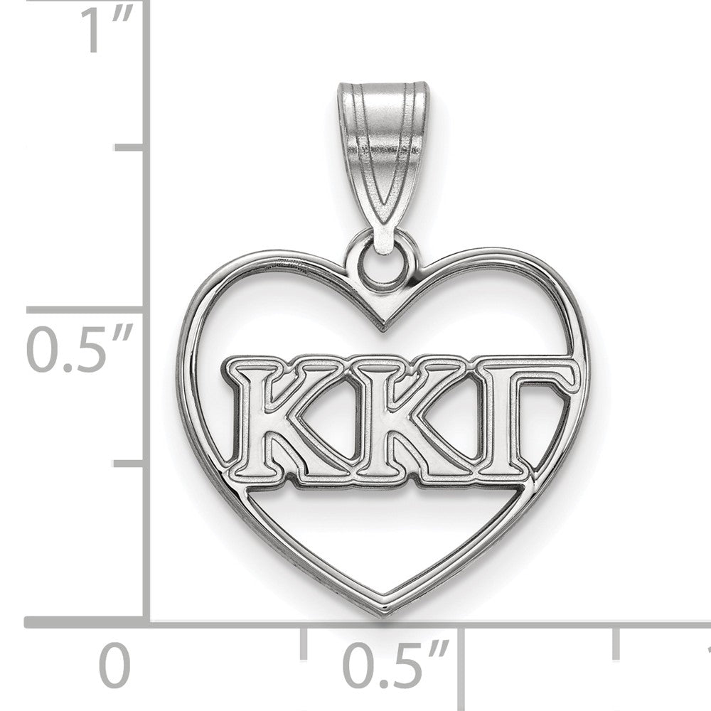 Alternate view of the Sterling Silver Kappa Kappa Gamma Heart Greek Letters Pendant by The Black Bow Jewelry Co.