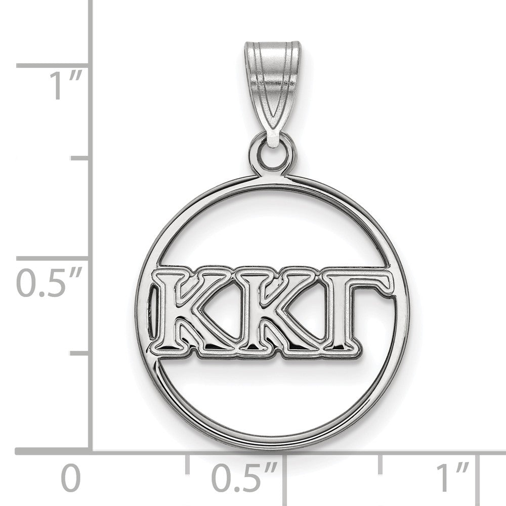 Alternate view of the Sterling Silver Kappa Kappa Gamma Medium Circle Greek Letters Pendant by The Black Bow Jewelry Co.