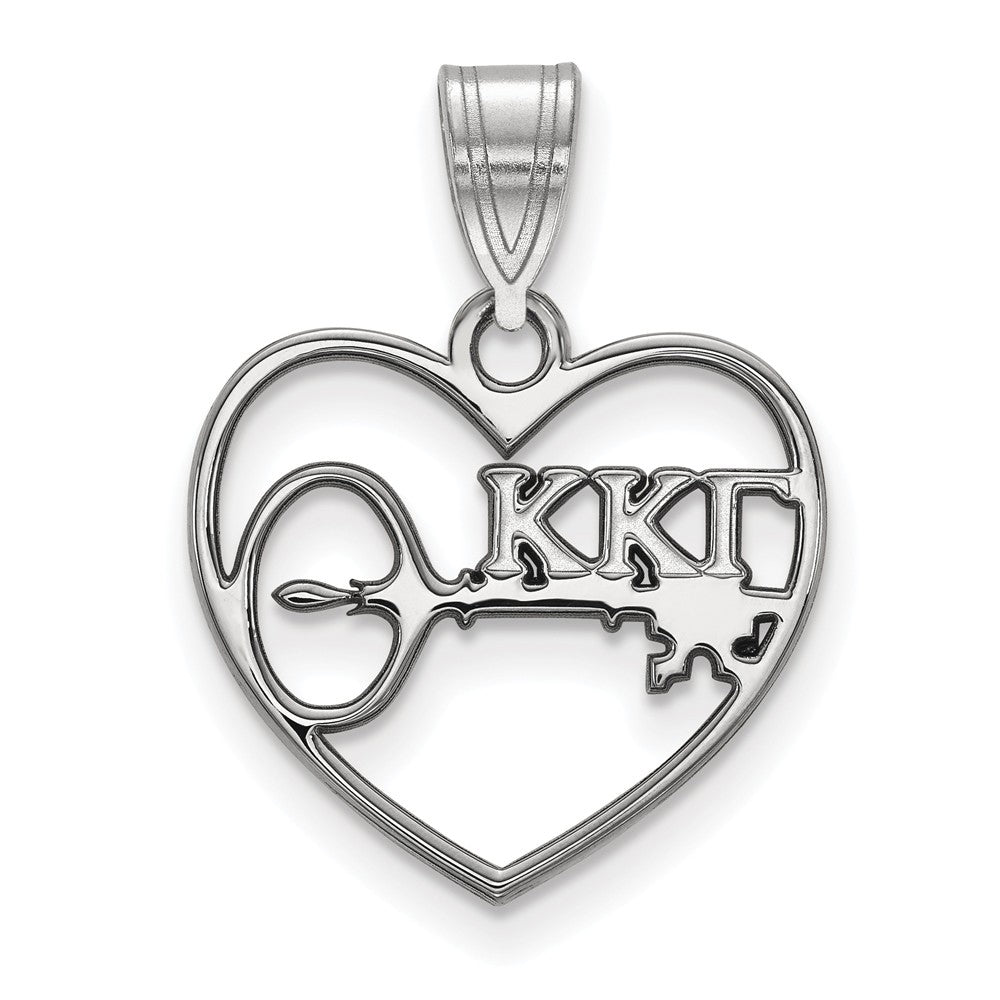 Sterling Silver Kappa Kappa Gamma Heart Pendant, Item P27402 by The Black Bow Jewelry Co.