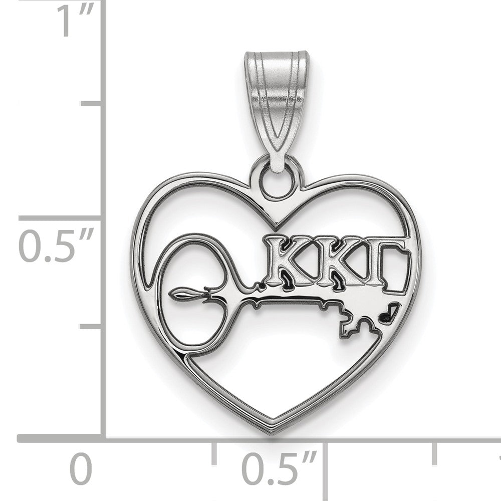 Alternate view of the Sterling Silver Kappa Kappa Gamma Heart Pendant by The Black Bow Jewelry Co.