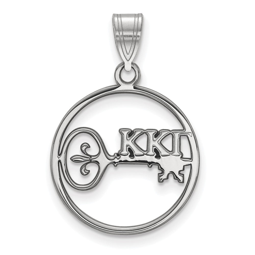 Sterling Silver Kappa Kappa Gamma Medium Circle Pendant, Item P27403 by The Black Bow Jewelry Co.