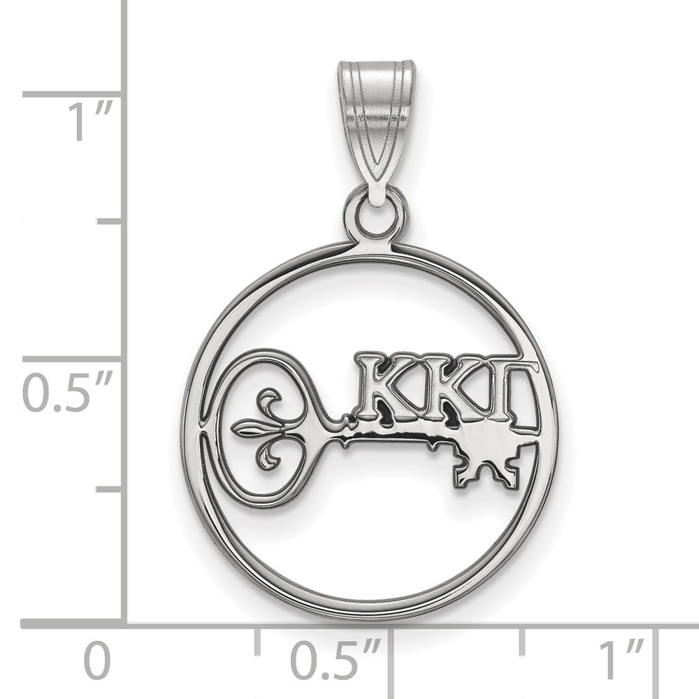 Alternate view of the Sterling Silver Kappa Kappa Gamma Medium Circle Pendant by The Black Bow Jewelry Co.