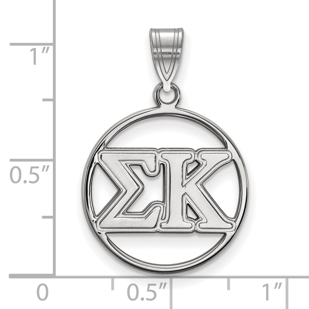 Alternate view of the Sterling Silver Sigma Kappa Medium Circle Greek Letters Pendant by The Black Bow Jewelry Co.