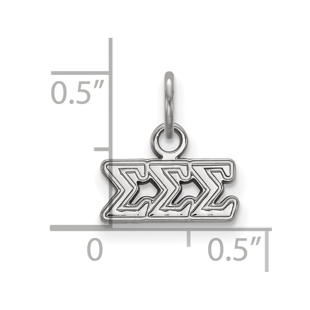 Alternate view of the Sterling Silver Sigma Sigma Sigma XS (Tiny) Greek Letters Charm by The Black Bow Jewelry Co.