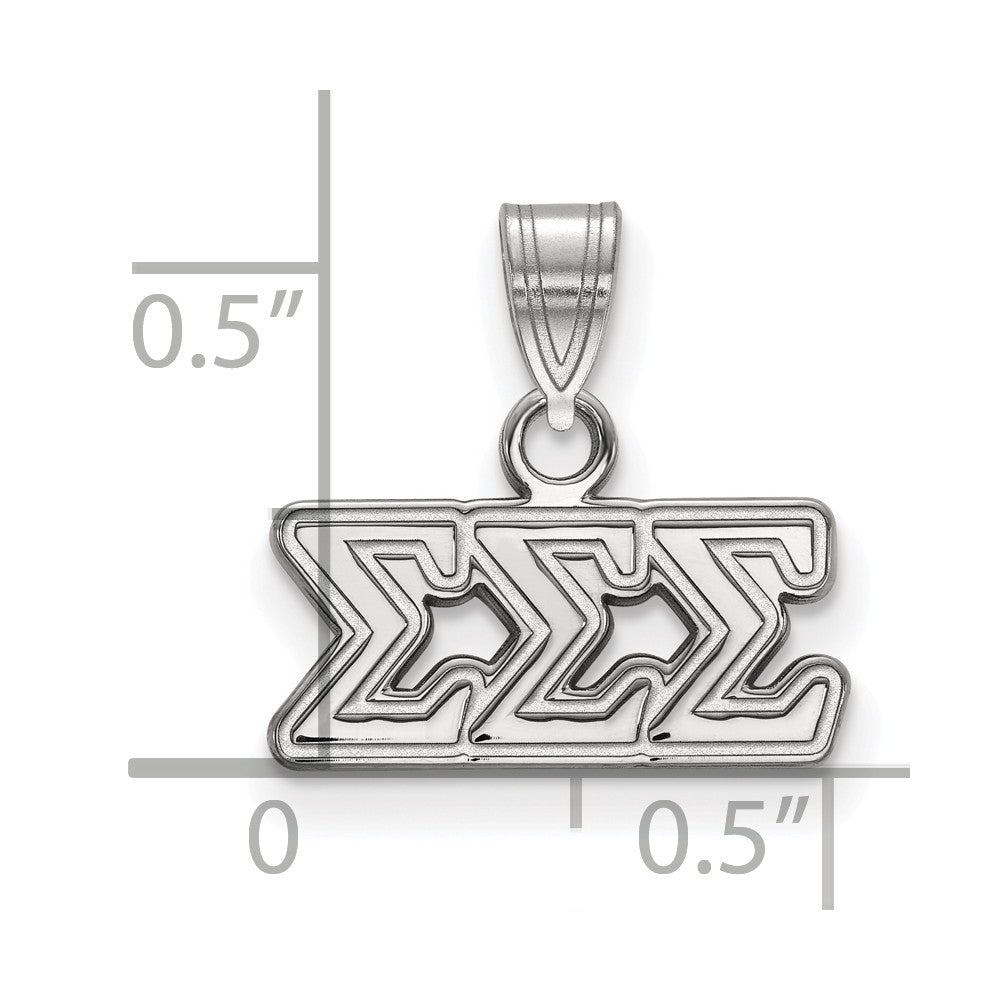 Alternate view of the Sterling Silver Sigma Sigma Sigma Small Greek Letters Pendant by The Black Bow Jewelry Co.