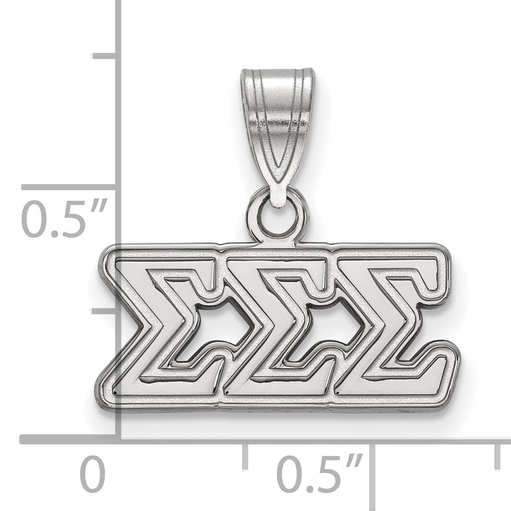 Alternate view of the Sterling Silver Sigma Sigma Sigma Medium Greek Letters Pendant by The Black Bow Jewelry Co.