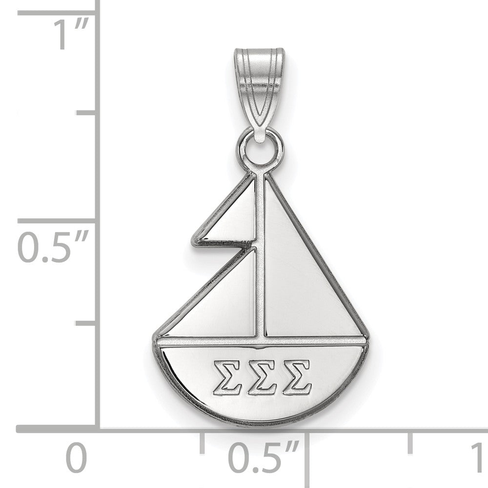 Alternate view of the Sterling Silver Sigma Sigma Sigma Small Pendant by The Black Bow Jewelry Co.