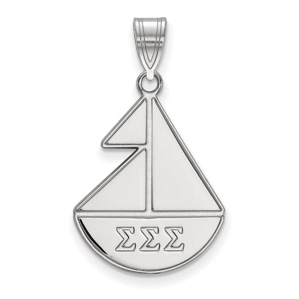 Sterling Silver Sigma Sigma Sigma Medium Pendant, Item P27461 by The Black Bow Jewelry Co.