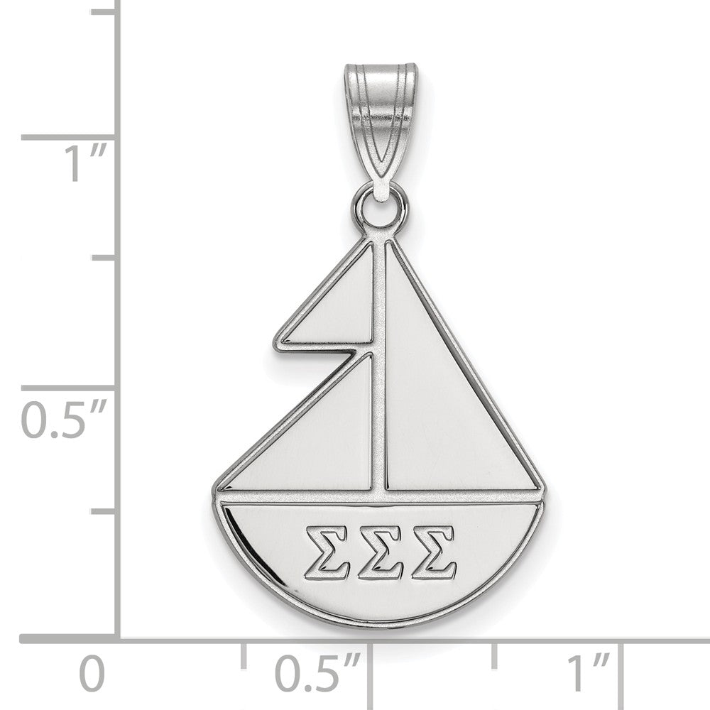 Alternate view of the Sterling Silver Sigma Sigma Sigma Medium Pendant by The Black Bow Jewelry Co.