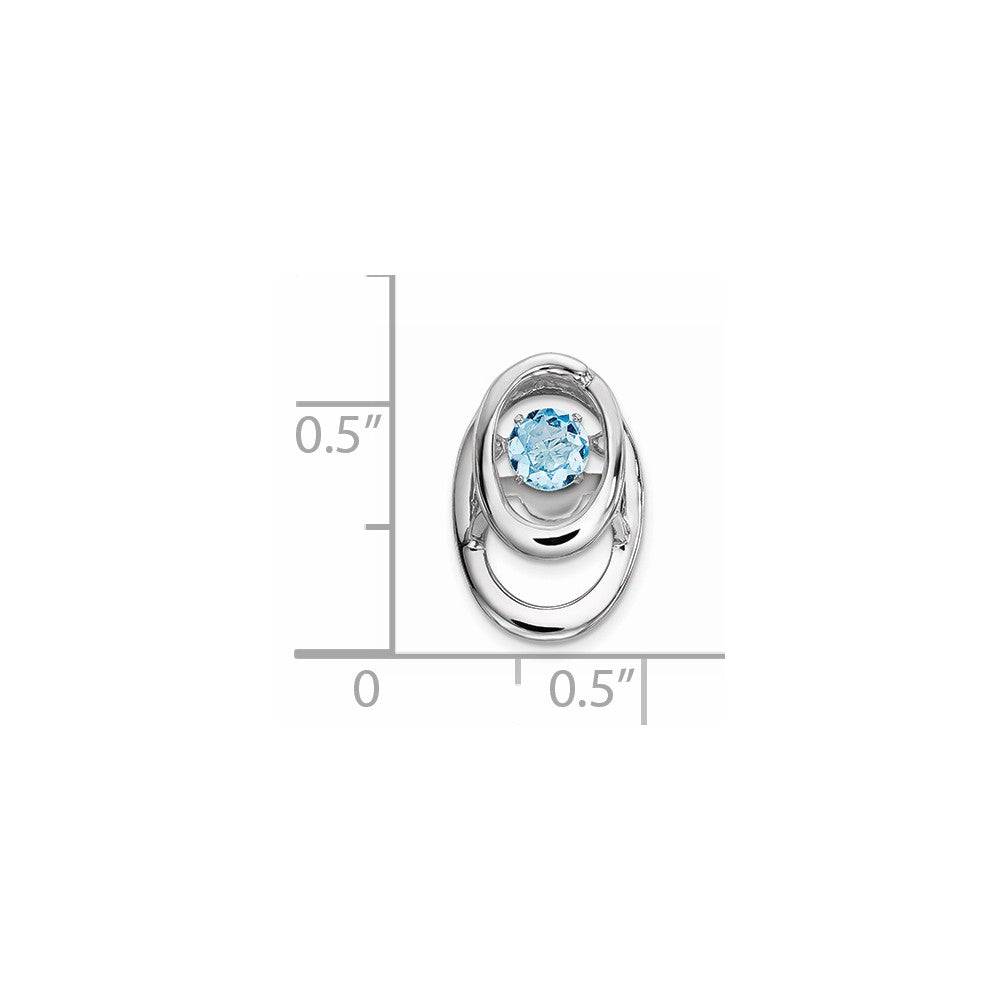 Alternate view of the Rhodium Plated Sterling Silver &amp; Blue Topaz Oval Pendant, 10mm by The Black Bow Jewelry Co.