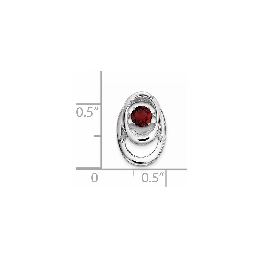 Alternate view of the Rhodium Plated Sterling Silver &amp; Garnet Oval Pendant, 10mm by The Black Bow Jewelry Co.