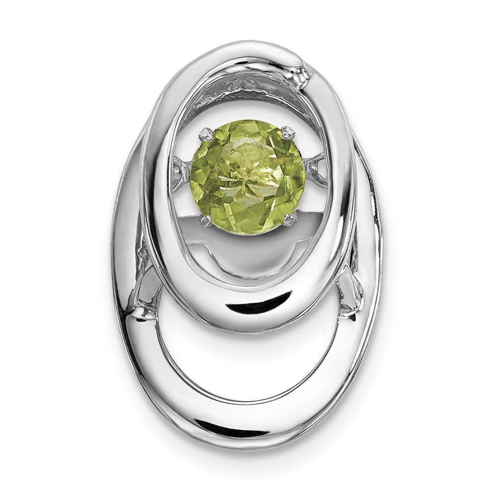 Rhodium Plated Sterling Silver &amp; Peridot Oval Pendant, 10mm, Item P27485-PR by The Black Bow Jewelry Co.