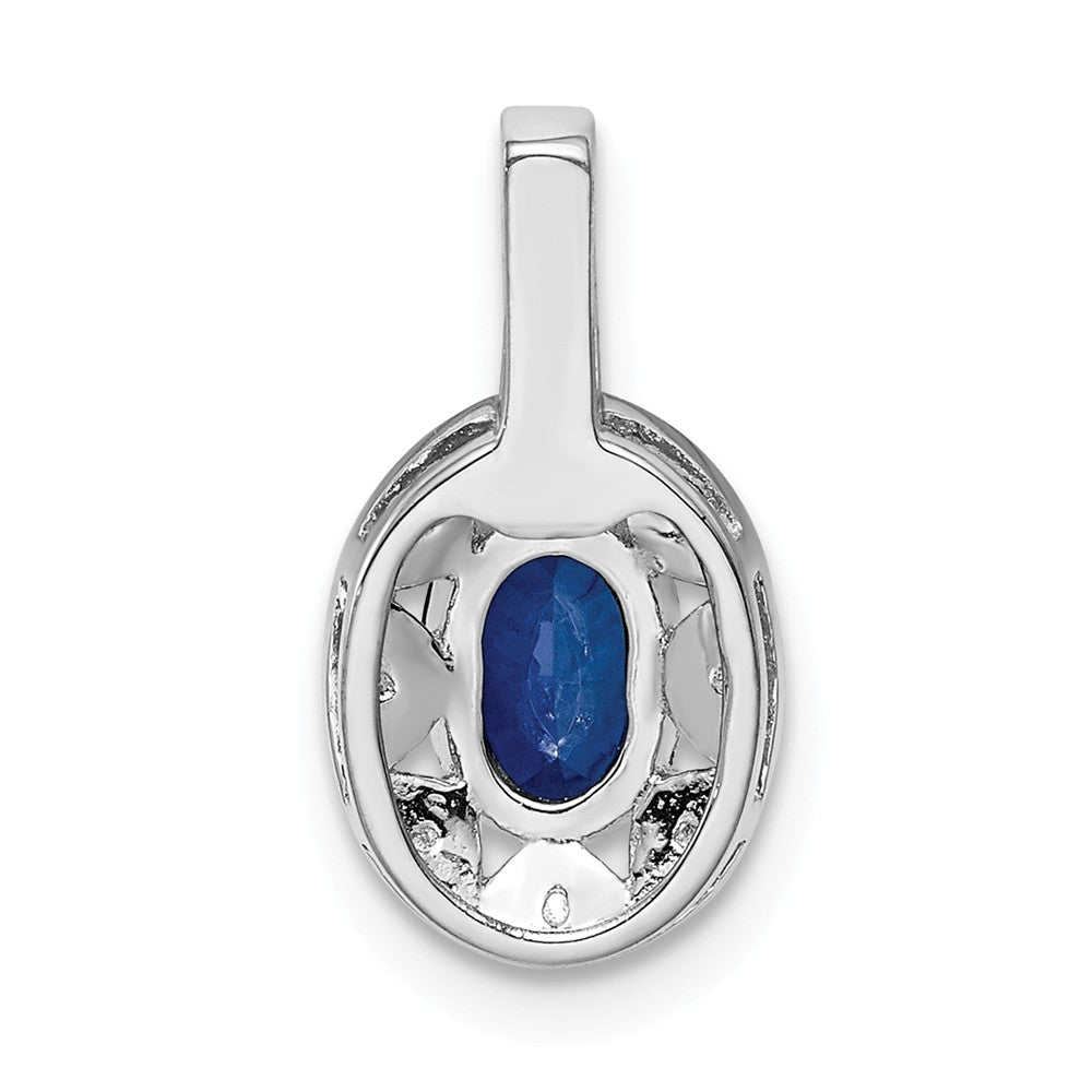 Alternate view of the Rhodium Plated Sterling Silver, Lab Cr Sapphire &amp; Diamond Pendant by The Black Bow Jewelry Co.