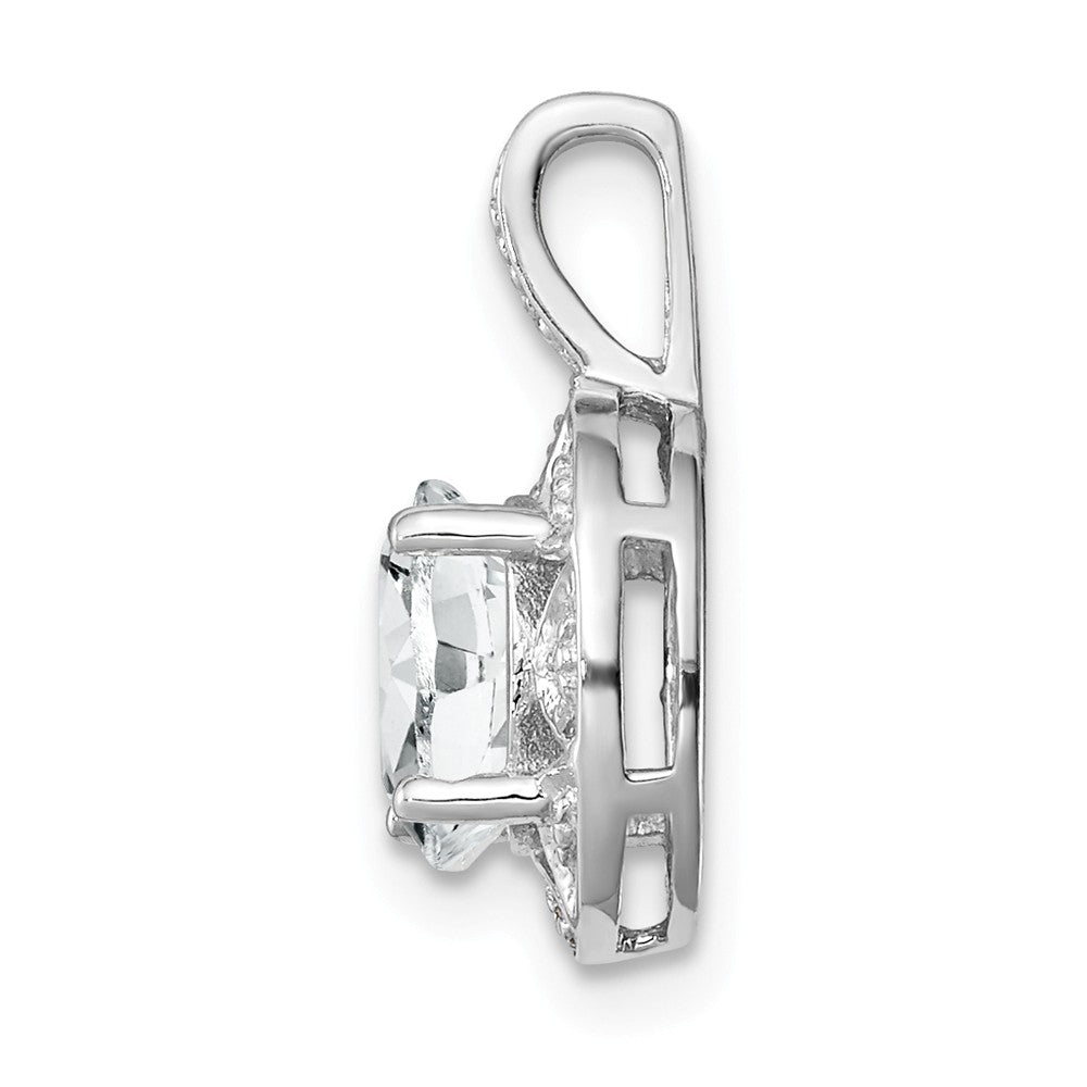 Alternate view of the Rhodium Plated Sterling Silver, White Topaz &amp; Diamond Pendant, 8x16mm by The Black Bow Jewelry Co.