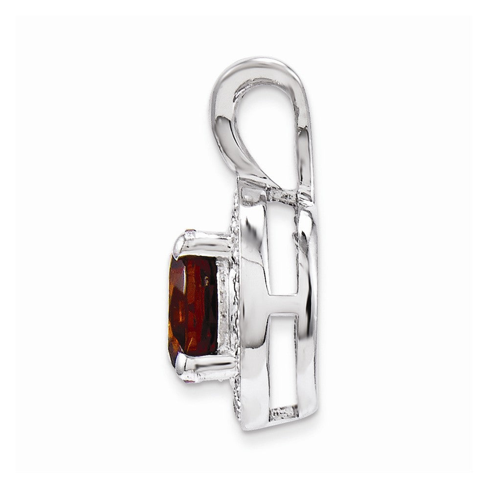 Alternate view of the Rhodium Plated Sterling Silver, Diamond &amp; Garnet Pendant, 10mm by The Black Bow Jewelry Co.