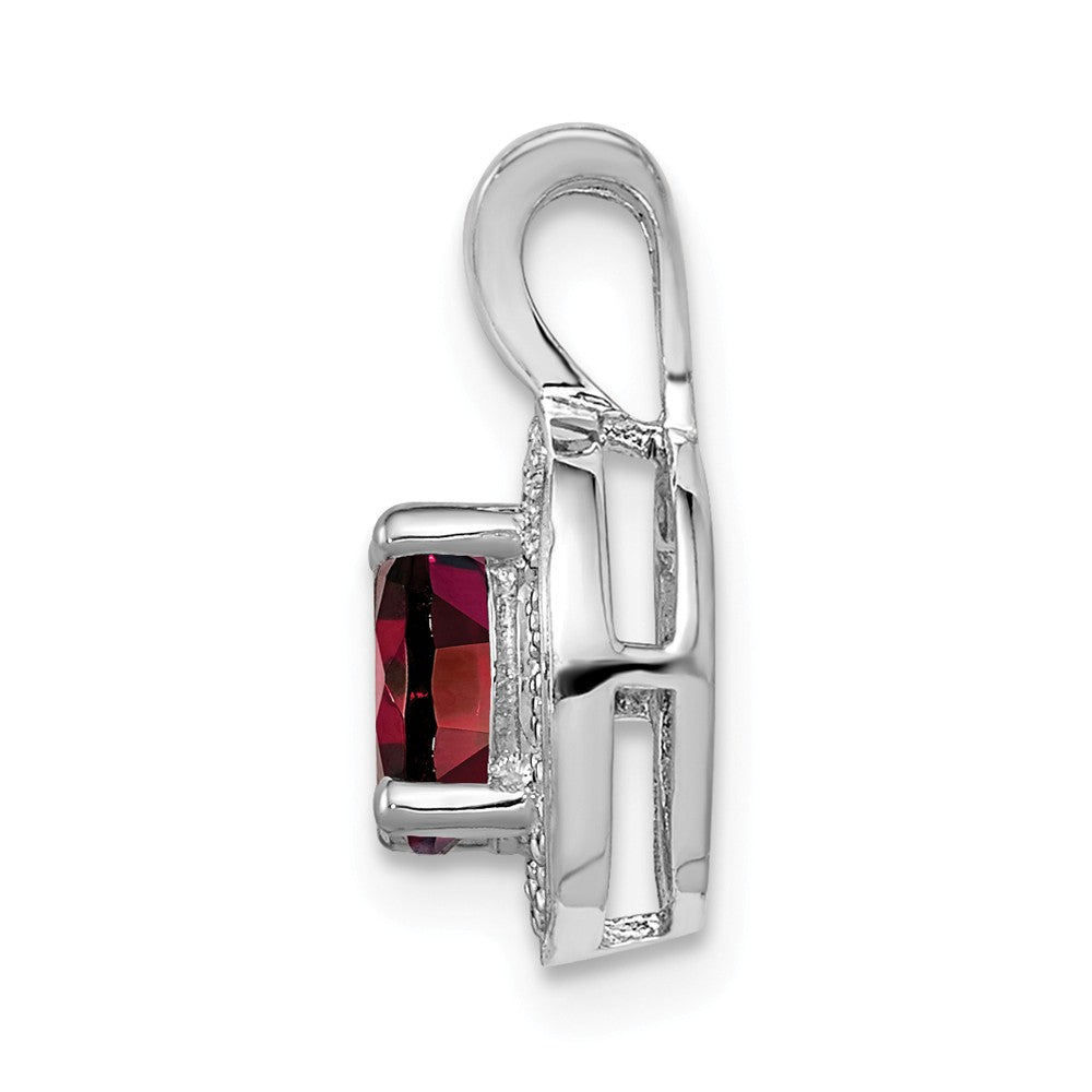 Alternate view of the Rhodium Plated Sterling Silver, Diamond &amp; Garnet Pendant, 10mm by The Black Bow Jewelry Co.