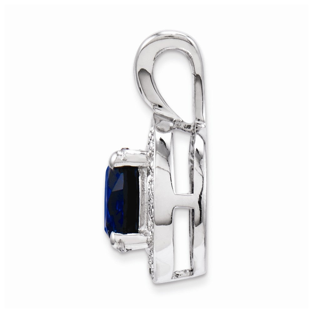 Alternate view of the Rhodium Plated Sterling Silver, Diamond, Lab Cr Sapphire Pendant by The Black Bow Jewelry Co.