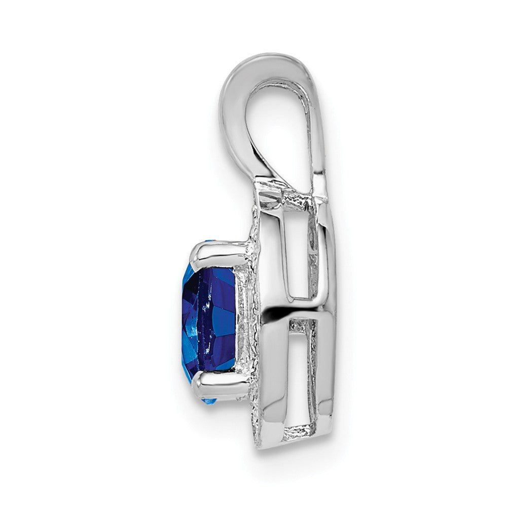 Alternate view of the Rhodium Plated Sterling Silver, Diamond, Lab Cr Sapphire Pendant by The Black Bow Jewelry Co.