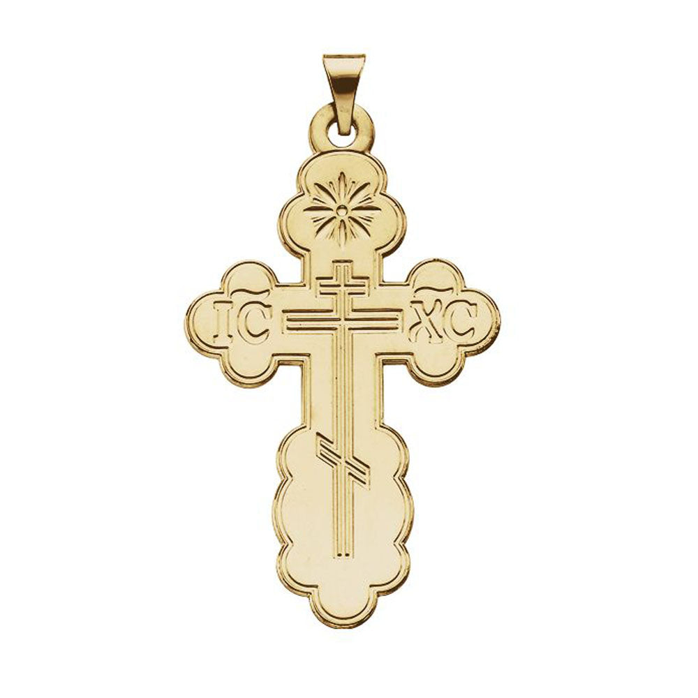 14k Yellow Gold Eastern Orthodox Cross Pendant, MD 17 x 29mm, Item P27499-MD by The Black Bow Jewelry Co.