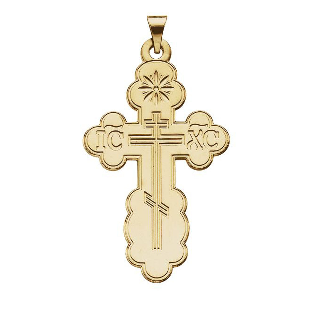 14k Yellow Gold Eastern Orthodox Cross Pendant, XL 26 x 43mm, Item P27499-XL by The Black Bow Jewelry Co.