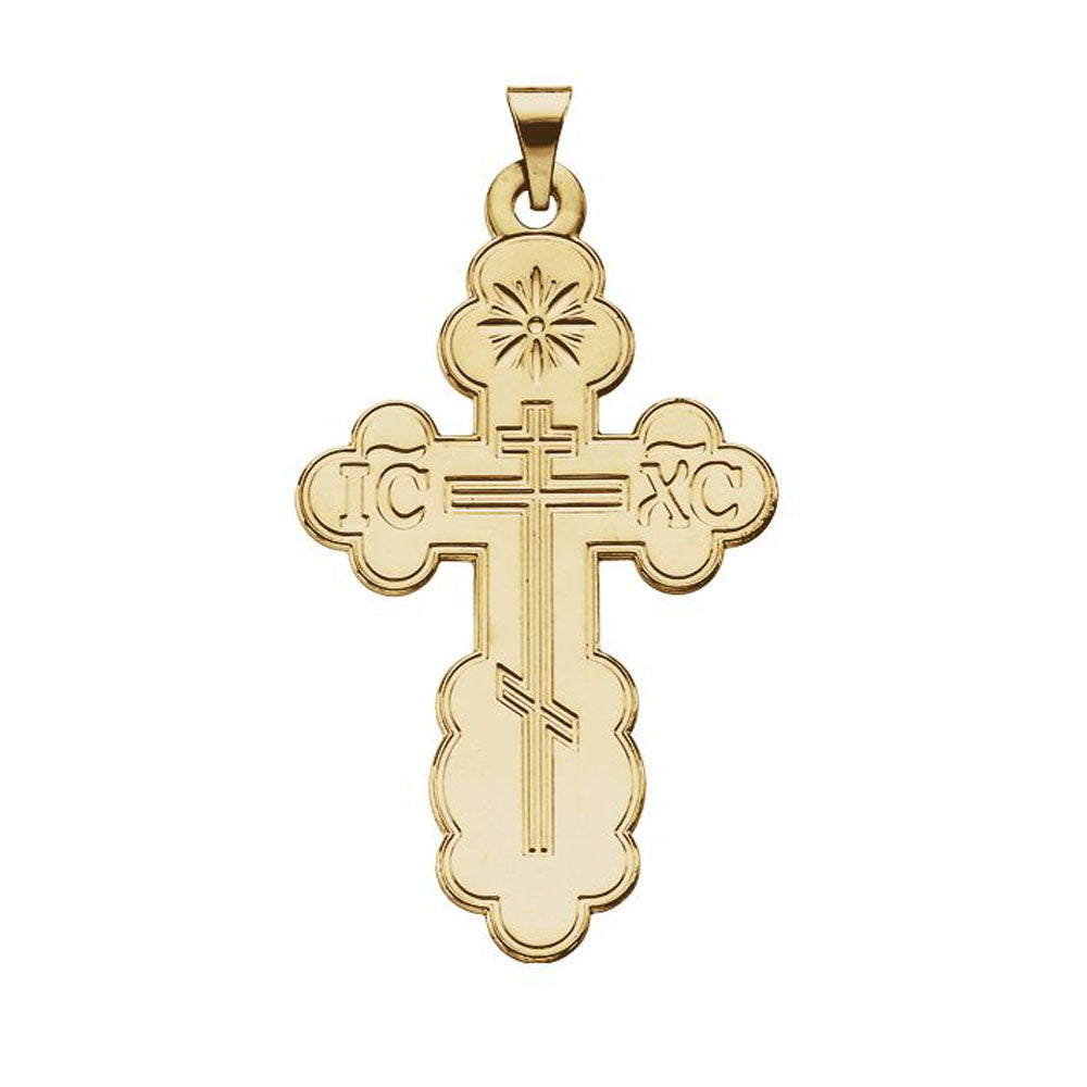 14k Yellow Gold Eastern Orthodox Cross Pendant, XS 8 x 15mm, Item P27499-XS by The Black Bow Jewelry Co.
