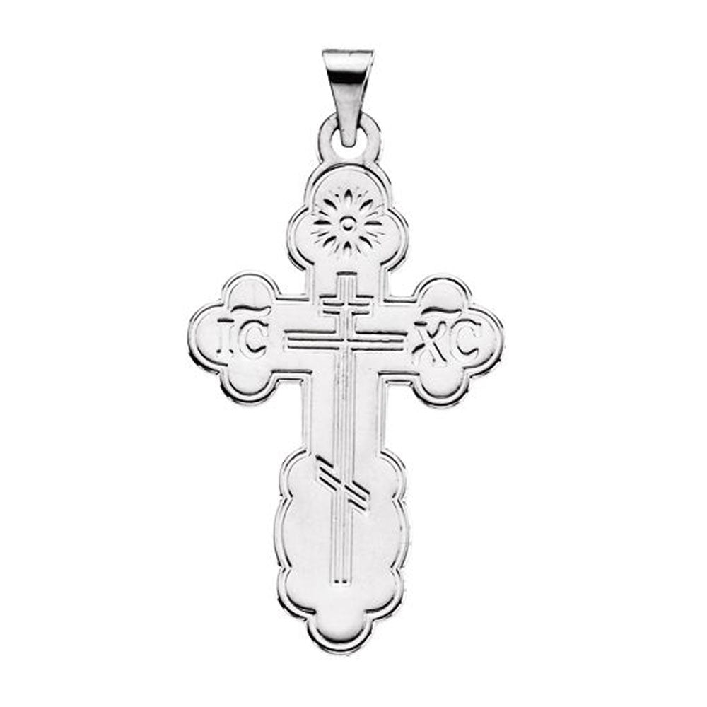 14k White Gold Eastern Orthodox Cross Pendant, Item P27500 by The Black Bow Jewelry Co.