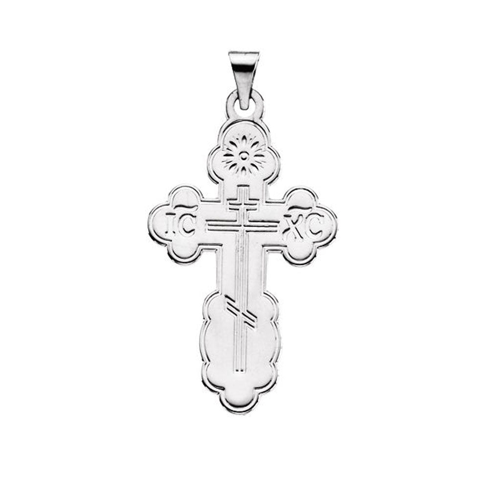 14k White Gold Eastern Orthodox Cross Pendant, 13 x 22mm, Item P27500-SM by The Black Bow Jewelry Co.